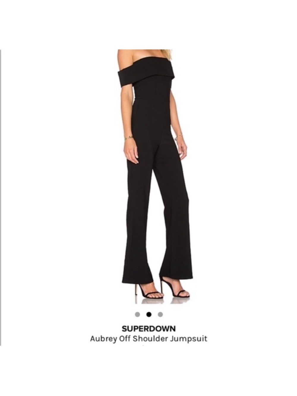 superdown Black Off-Shoulder Flared Jumpsuit